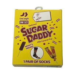 Candy Bar Crew Socks Black Yellow Red Gift Boxed One Size Fun Novelty Pair